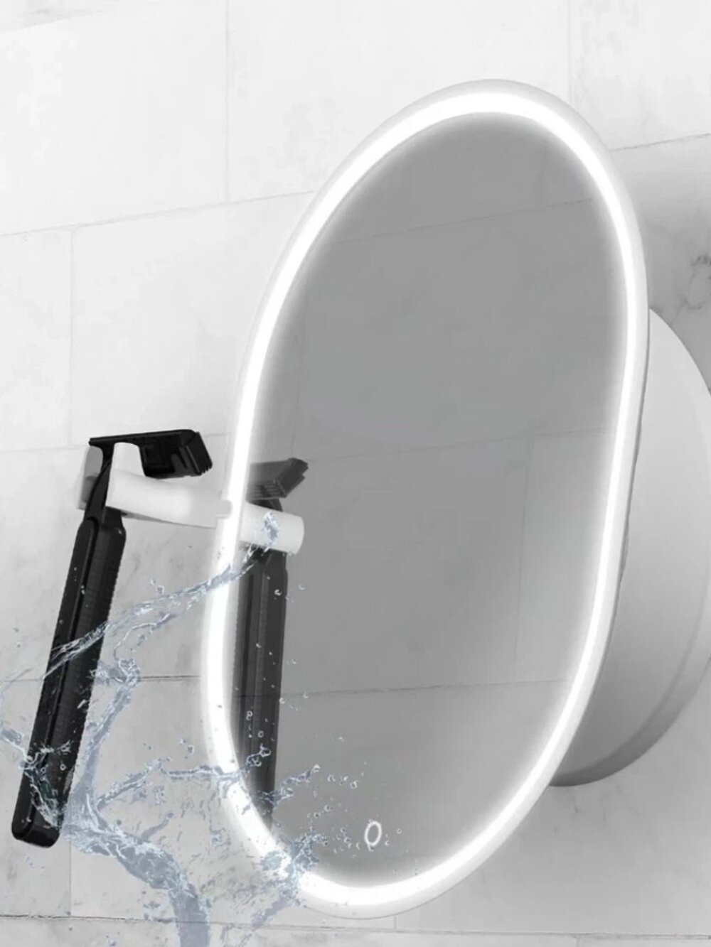 Sharper Image SpaStudio Fog Free Heated Shower Mirror LED Razor Holder White USB